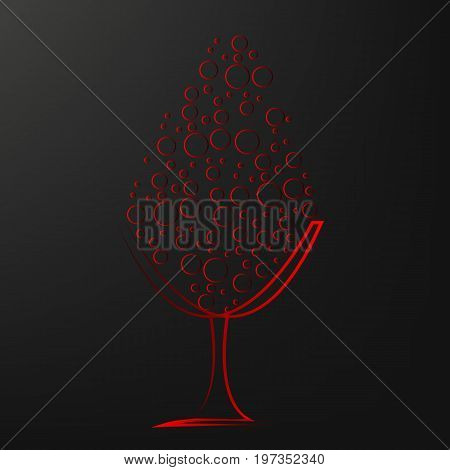 Champagne in a glass, vector illustration abstract art.