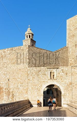 People At Ploce Entrance Gate In Old Town Of Dubrovnik