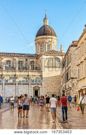People At Dubrovnik Cathedral Croatia