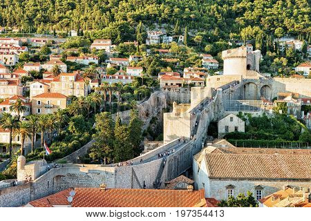 Fort Minceta And Old City Wall In Dubrovnik