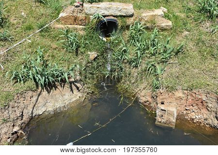 Dirty sewage from urbanization goes into the sea polluting the environment
