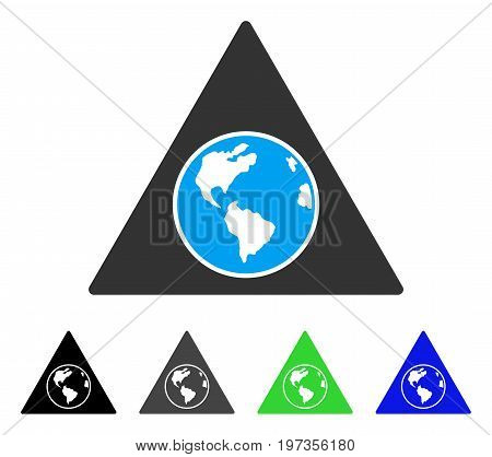Terra Triangle flat vector icon. Colored terra triangle gray, black, blue, green pictogram variants. Flat icon style for graphic design.