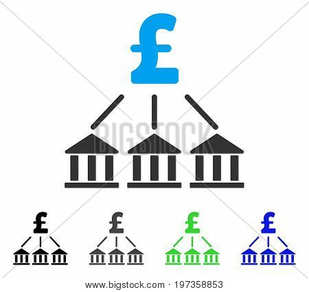 Pound Bank Association flat vector pictogram. Colored pound bank association gray, black, blue, green pictogram variants. Flat icon style for graphic design.