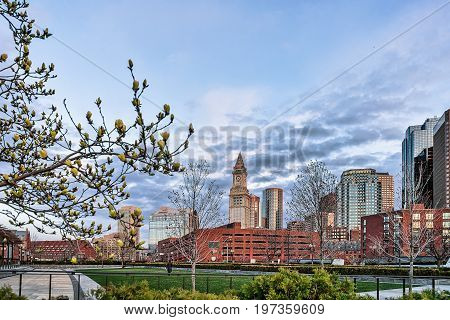 Financial District Seen From North End Park Boston America