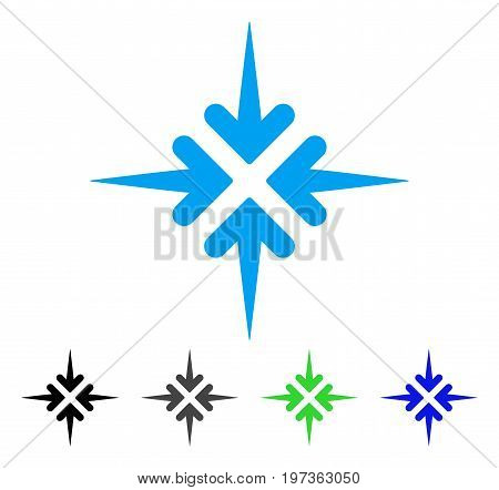 Impact Arrows flat vector pictograph. Colored impact arrows gray, black, blue, green pictogram versions. Flat icon style for graphic design.
