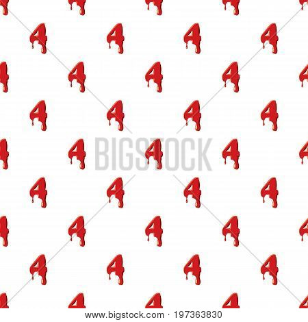 Four number isolated on white background. Red bloody four number vector illustration