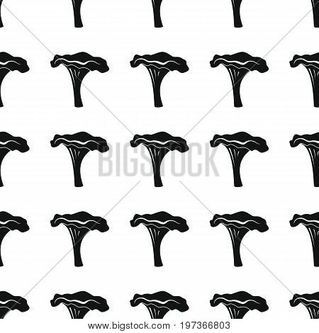 Edible mushroom seamless pattern vector illustration background. Black silhouette mushroom stylish texture. Repeating mushroom seamless pattern background for food design and web