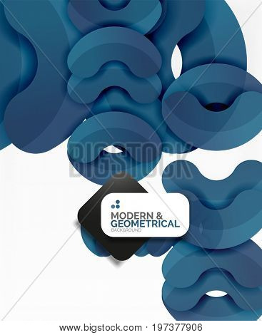 Abstract color geometric round shapes on white - elements with shadow, colorful composition
