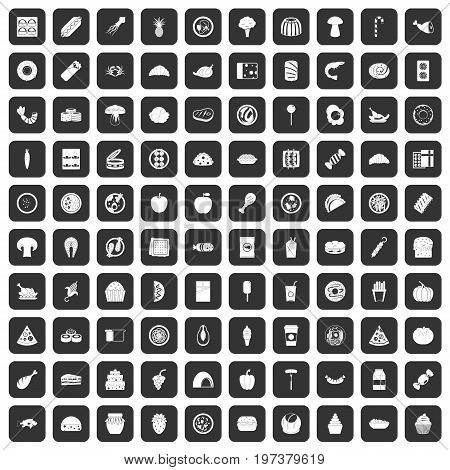 100 meal icons set in black color isolated vector illustration