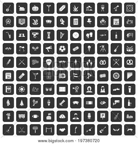 100 meeting icons set in black color isolated vector illustration