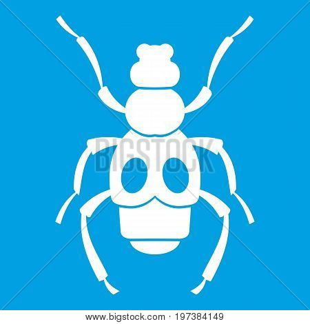 Beetle insect icon white isolated on blue background vector illustration