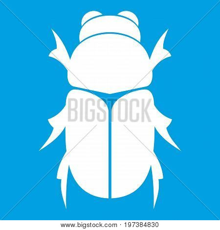 Chafer beetle icon white isolated on blue background vector illustration