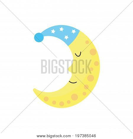 bauty moon in th sky with sleep hat design vector illustration
