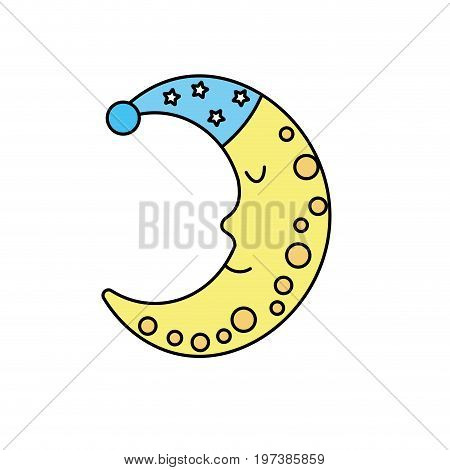 bauty moon in th sky with sleep hat design vector illustration