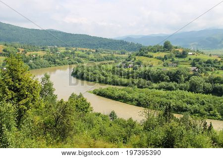 River Schodnica in Carpathians mountains in Ukraine