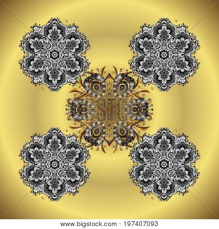 Vector illustration. Isolated cute snowflakes on a golden background. Nice snowflake icon. Simple illustration of nice snowflake icon for web.