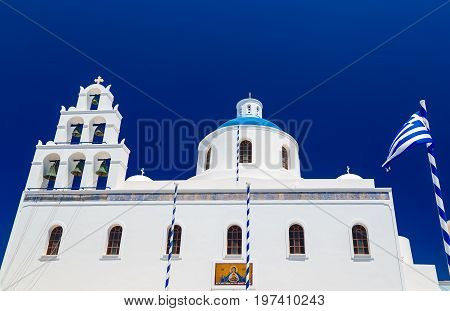 Greek orthodox church in Oia village on Santorini