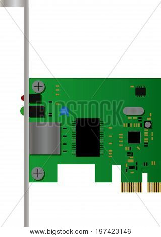 Flat green pci network card for computer
