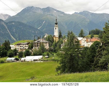 Ftan village near Scuol in the Lower Engadine, Switzerland
