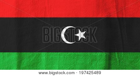 Libya Fabric Flag  National Flag From Fabric For Graphic Design.