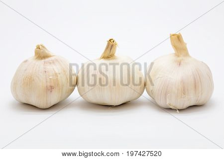 Fresh rood garlic on white background Isolated