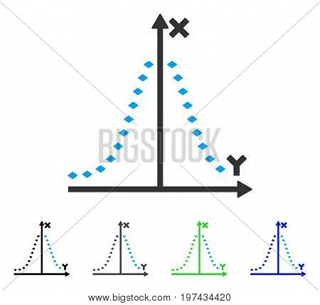 Dotted Gauss Plot flat vector pictogram. Colored dotted gauss plot gray black blue green pictogram variants. Flat icon style for graphic design.