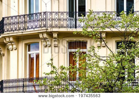 Old But Renovated Windows In Historical Part Of Bruxelles