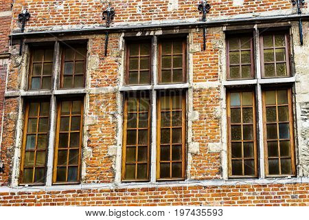Old But Renovated Windows In Historical Part Of Bruxelles