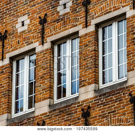 Old But Renovated Windows In Historical Part Of Bruxelles