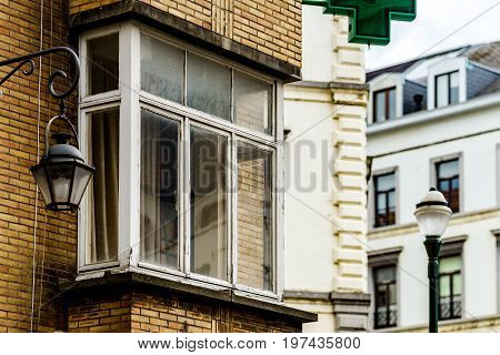 Old But Renovated Windows In Historical Part Of Bruxelles