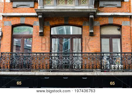 Old But Renovated Windows In Historical Part Of Bruxelles