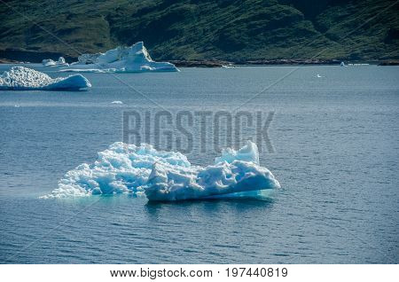 Small icebergs in a sunny day near Narsarsuaq Greenland