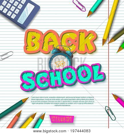 Back to school. Tipographic Banner. Bright flyer. Vector Illustration
