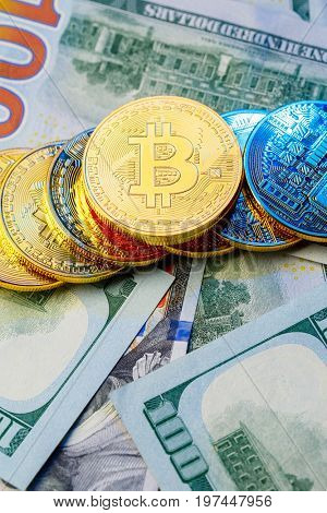 Golden bitcoin. Bitcoin cryptocurrency.