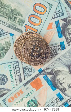 Golden bitcoin. Bitcoin cryptocurrency.
