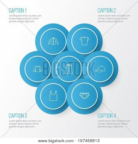 Garment Outline Icons Set. Collection Of Underpants, Blouse, Cardigan And Other Elements