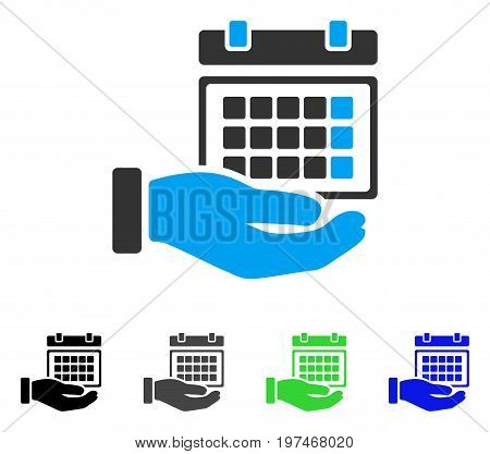 Service Timetable flat vector pictograph. Colored service timetable gray, black, blue, green pictogram variants. Flat icon style for application design.