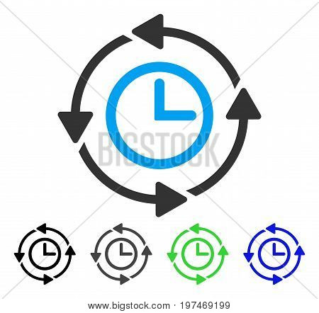 Wayback Clock flat vector icon. Colored wayback clock gray, black, blue, green icon variants. Flat icon style for graphic design.