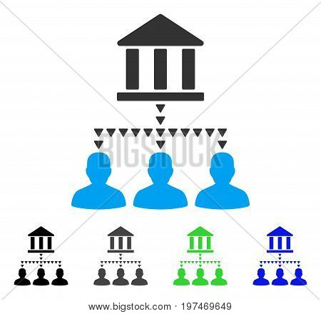 Bank Building Client Links flat vector icon. Colored bank building client links gray, black, blue, green icon variants. Flat icon style for application design.