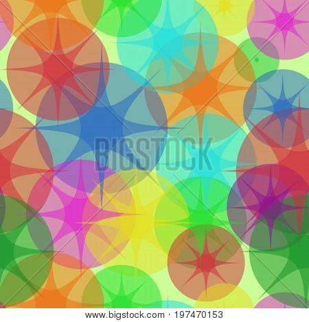 Ghostly Stars.Sweet Bubbles. Seamless Texture for background image on websites, e-mails, etc. Cream-colored Background. Disco Background