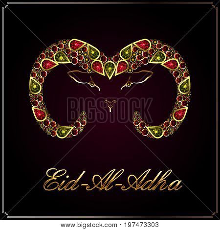 The head of a ram from gold and precious stones to an Islamic holiday Aid- Al- Adha