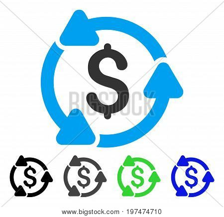 Money Circulation flat vector icon. Colored money circulation gray, black, blue, green icon variants. Flat icon style for application design.