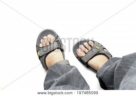 Sandals background / Sandals are an open type of footwear, consisting of a sole held to the wearer's foot by straps going over the instep and, sometimes, around the ankle