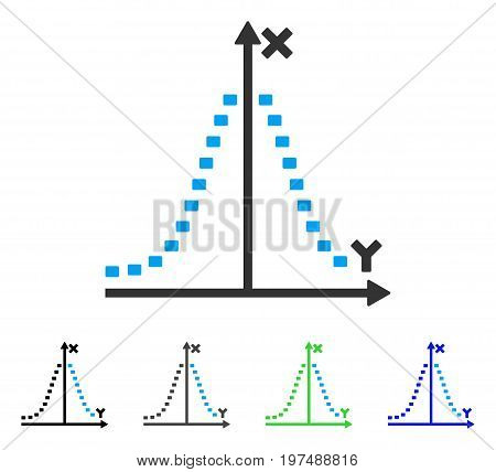 Dotted Gauss Plot flat vector pictogram. Colored dotted gauss plot gray, black, blue, green icon versions. Flat icon style for application design.
