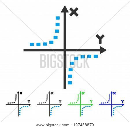 Dotted Hyperbola Plot flat vector illustration. Colored dotted hyperbola plot gray, black, blue, green pictogram versions. Flat icon style for web design.