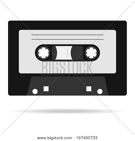 Retro audio cassette with shadow icon audio cassette. Flat design vector illustration vector.