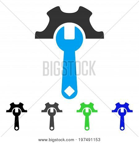 Service Tools flat vector icon. Colored service tools gray, black, blue, green icon variants. Flat icon style for application design.