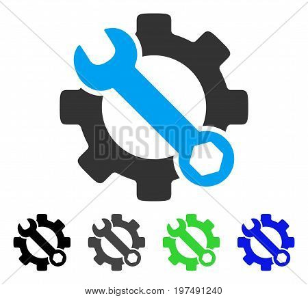 Service Tools flat vector pictograph. Colored service tools gray, black, blue, green icon variants. Flat icon style for web design.