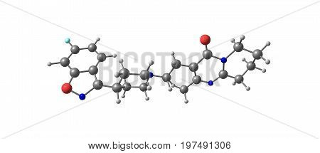 Risperidone Medication Molecular Structure Isolated On White