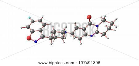 Risperidone Medication Molecular Structure Isolated On White